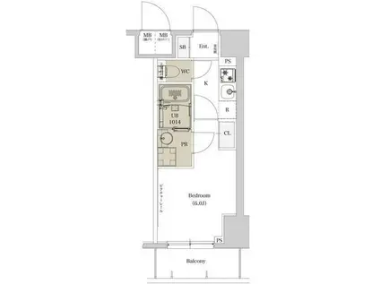 エスタート品川戸越Ⅱ(1K/9階)の間取り写真