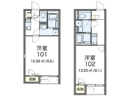 レオネクストTAKUMI(1K/2階)の間取り写真