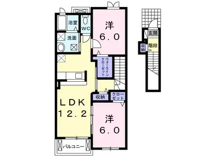 ヴィラ・ベルカーサ(2LDK/2階)の間取り写真