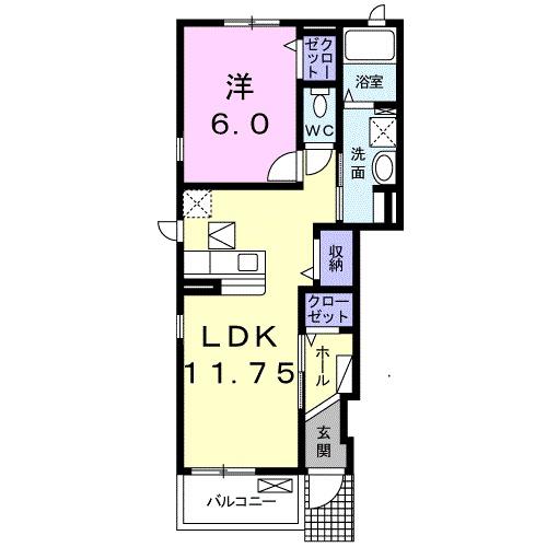アニメート 塩津 Ⅱ(1LDK/1階)の間取り写真