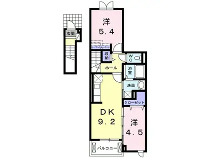 アヤソフィヤ Ⅲ(2DK/2階)の間取り写真