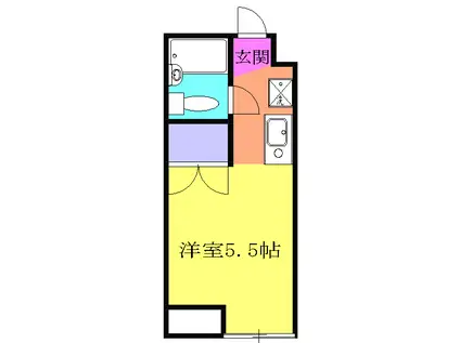 ゆりかごハイツ(ワンルーム/2階)の間取り写真
