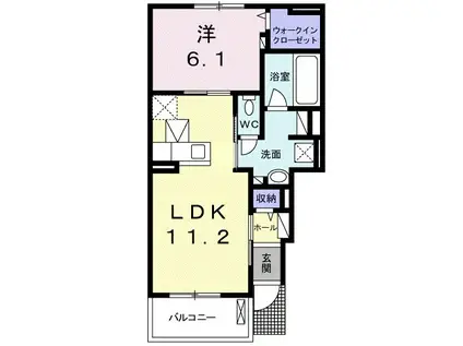 ピーチブロッサムB(1LDK/1階)の間取り写真
