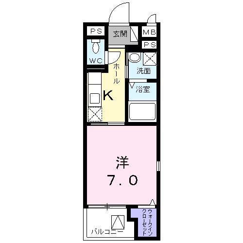 マーレーモンティーⅥ(1K/1階)の間取り写真