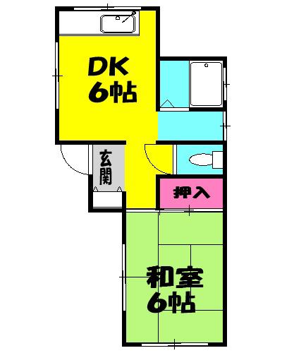 酒田アパート(1DK/2階)の間取り写真