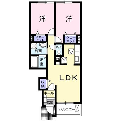 PASS乙女 5(2LDK/1階)の間取り写真