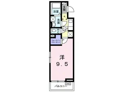 クリエンテⅤ(1K/1階)の間取り写真