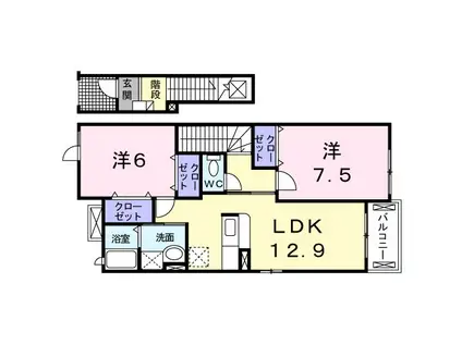 ソル・フレッサC(2LDK/2階)の間取り写真