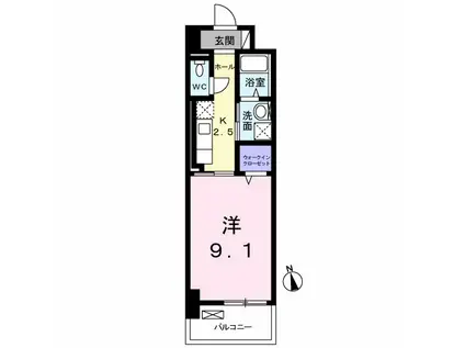 ジュネス トラント(1K/8階)の間取り写真