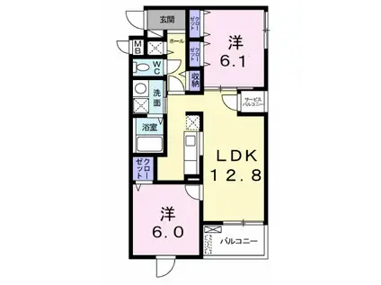 カーサ リリオ(2LDK/4階)の間取り写真