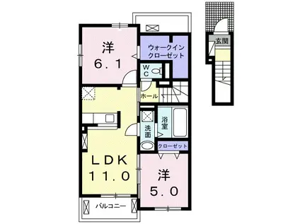 サザン レジデンスⅡ(2LDK/2階)の間取り写真