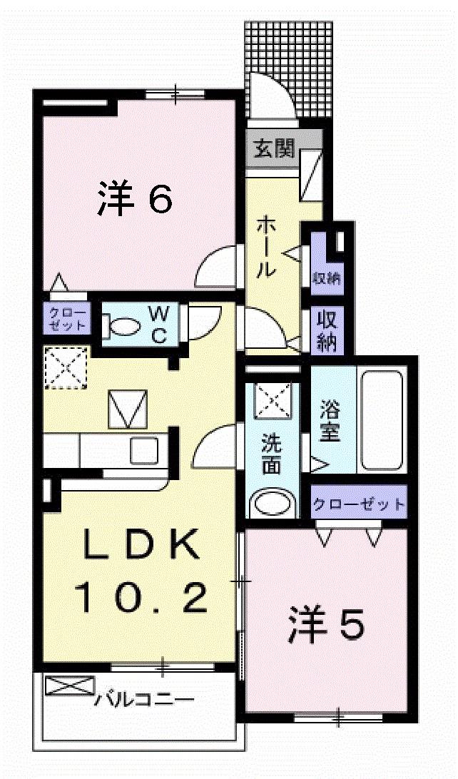 アドラブール・コートⅥ(2LDK/1階)の間取り写真