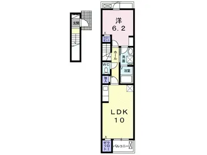 ル・ドルチェⅢ(1LDK/2階)の間取り写真