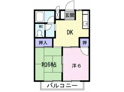 シティハイツ鈴木(2DK/2階)の間取り写真