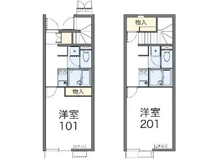 レオネクストNAKAJUKU(1K/1階)の間取り写真
