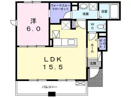 ラ・フィオーレⅠ(1LDK/1階)の間取り写真