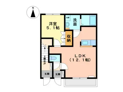 シャンテール(1LDK/1階)の間取り写真