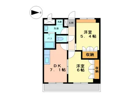 ハイツサンドヒルズ(2DK/1階)の間取り写真
