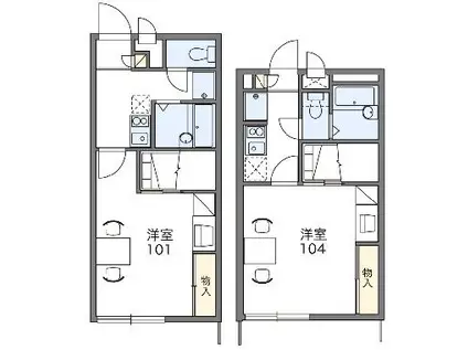 レオパレスウイング(1K/2階)の間取り写真