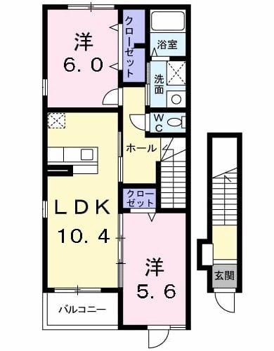 ヴァン フォーレⅡ(2LDK/2階)の間取り写真