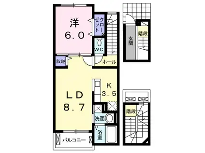 グレイスメゾン(1LDK/3階)の間取り写真