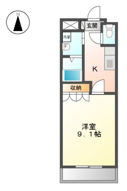ライフシティ・ネオ(1K/2階)の間取り写真