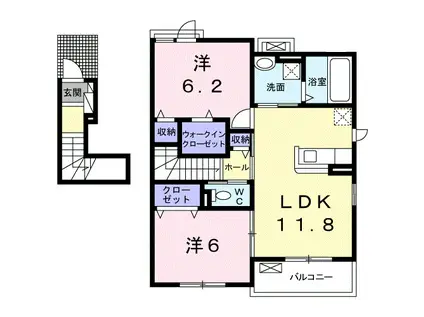 メゾン・ラフレシール A(2LDK/2階)の間取り写真