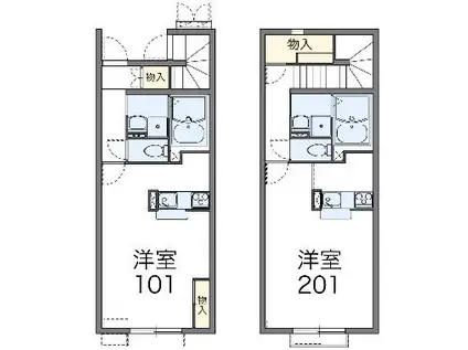 レオネクストファンタジアⅢ(1K/2階)の間取り写真