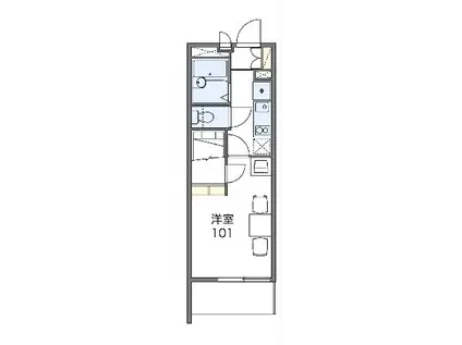 レオパレスキュプロス(1K/3階)の間取り写真