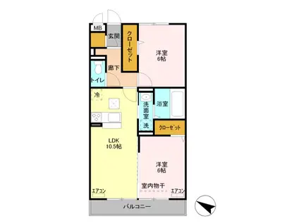 グランメール(2LDK/3階)の間取り写真