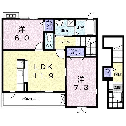 マードレD(2LDK/2階)の間取り写真