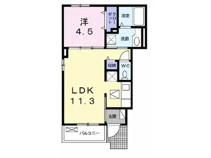 マンダリンヴィル Ⅳ(1LDK/1階)の間取り写真