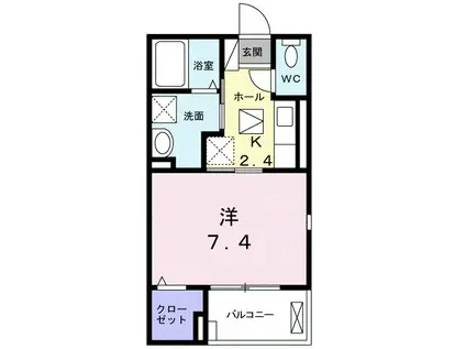 ビューティーヒロⅡ(1K/1階)の間取り写真