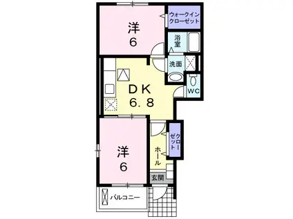 カームリーガーデンⅣ(2DK/1階)の間取り写真