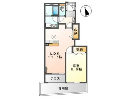 オレンジリバティー(1LDK/1階)の間取り写真