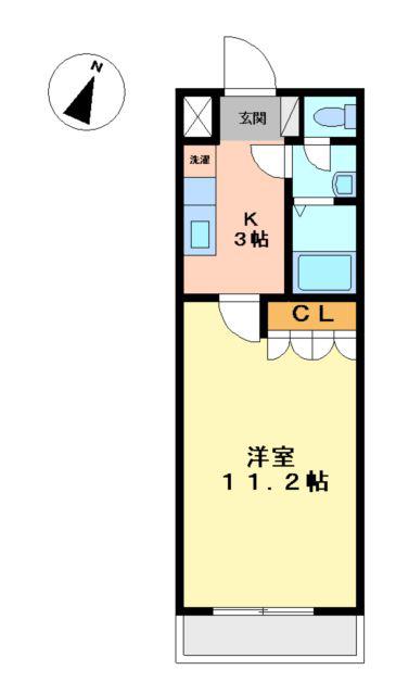 プランドール(1K/1階)の間取り写真