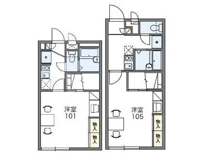 レオパレスプティフォンティーヌ(1K/1階)の間取り写真