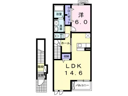 クレールパルテール(1LDK/2階)の間取り写真