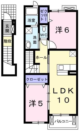 スカイマ-ク(2LDK/2階)の間取り写真