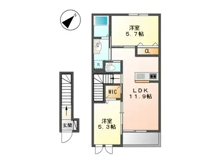 CREDIR(2LDK/2階)の間取り写真