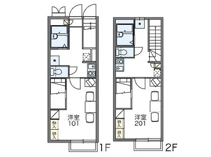 レオパレス滝下A(1K/2階)の間取り写真
