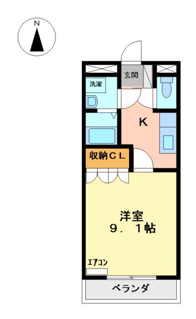 アルメリア(1K/2階)の間取り写真