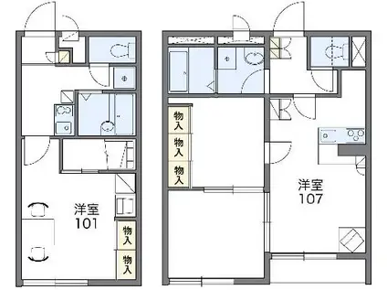 レオパレス伊豆長岡(2DK/2階)の間取り写真