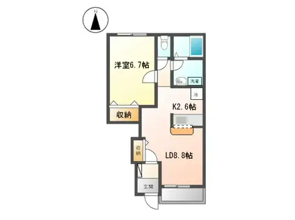 ウィングコート(1LDK/1階)の間取り写真