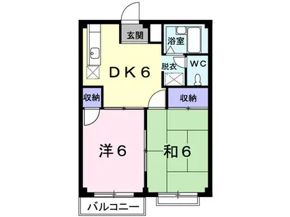 エルディムサンエー・Ⅱ(2DK/2階)の間取り写真