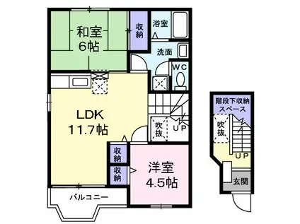 ヴィラフルス(2LDK/2階)の間取り写真