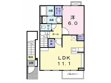 オークパレスⅡ(1LDK/2階)の間取り写真