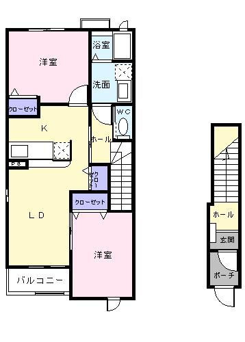 グランシャリオ(2LDK/2階)の間取り写真