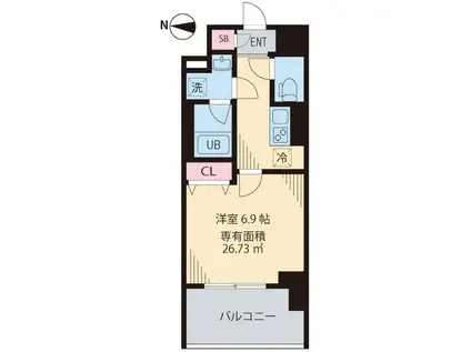 クレストヒル桃ヶ丘(1K/6階)の間取り写真