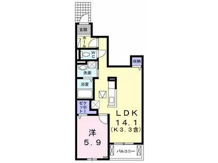 レジデンス緑ヶ丘(1LDK/1階)の間取り写真